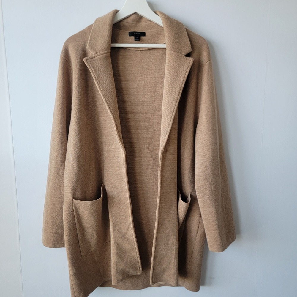 J CREW - Open-Front Merino Sweater Blazer - Camel